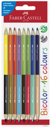FABER-CASTELL Crayons de couleur Bicolor, carte blister de 8