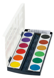 herlitz Pastilles de gouache ST12, 12 couleurs, en plastique