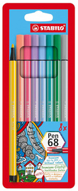 STABILO Feutre Pen 68 PASTEL, étui en carton de 8