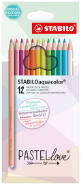 STABILO Crayon de couleur aquacolor Pastellove, étui de 12
