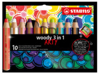 STABILO Crayon multi-talents woody 3en1, étui de 10 ARTY