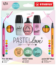 STABILO Kit écriture Mini World Pastellove, étui de 18