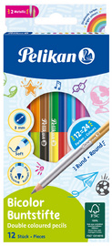 Pelikan Crayons de couleur Bicolor, rond, étui en carton de