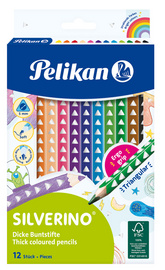 Pelikan Crayon de couleur triangulaire SILVERINO gros, étui