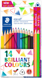 STAEDTLER Crayon de couleur triangulaire ergosoft, 12+2 étui