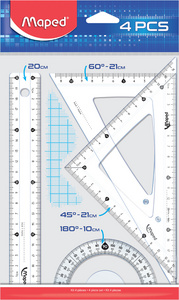 Maped Kit de géométrie Medium Start 242, 4 pièces,tranparent