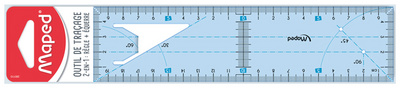 Maped Outil de traçage règle équerre 2en1, bleu transparent – Image 2