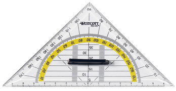 WESTCOTT Equerre géométrique, hypoténuse: 140 mm, poignée