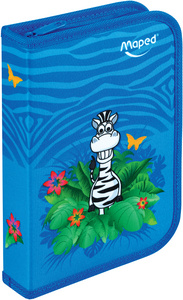 Maped Etui pour écolier Jungle, en polyester, bleu, garni