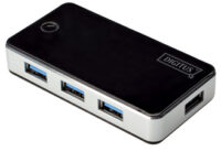 DIGITUS Hub USB 3.0, 4 ports, bloc d'alimentation incl, noir