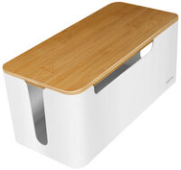 LogiLink Boîte à câble, avec couvercle en bambou, blanc