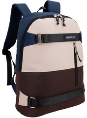 BESTLIFE Urban Sac à dos laptop COL SKATE, bleu/beige/marron