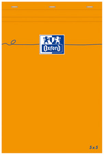 Oxford Bloc-notes, 85 x 120 mm, quadrillé,80 feuilles,orange