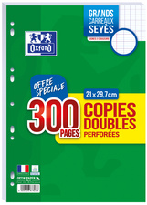 Oxford Copies doubles perforées, A4, Seyès, Offre Spéciale