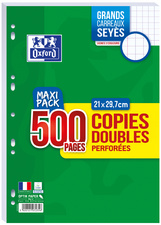 Oxford Copies doubles perforées, A4, Seyès, MAXI PACK