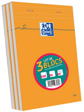 Oxford Bloc-notes, A5, quadrillé, 80 feuilles, lot de 3