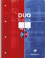 Clairefontaine Cahier DUOBOOK, A4, mi-quadrillé mi-ligné