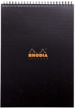 RHODIA Bloc spiralé Notepad, A4, quadrillé 5x5, noir