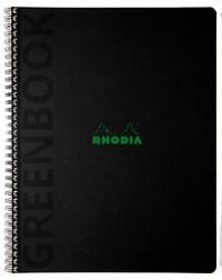 RHODIA Cahier à spirale GREENPAD, A4+, ligné, noir