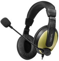 LogiLink Casque audio High Quality, avec coussinet, noir/or