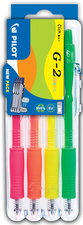 PILOT Stylo à encre gel G2 07 Néon Set2Go, étui de 4