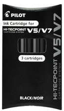 PILOT Cartouches d'encre pour Stylo roller V5/V7, noir