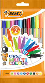 BIC Stylo à bille Cristal Large Multicolor, sachet de 10