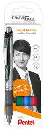 Pentel Stylo roller à encre gel EnerGel XmRT, set de 4