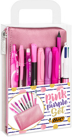 BIC Kit d'écriture "PINK & PURPLE" avec trousse, 10 pièces