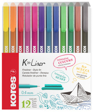 Kores Feutre Fineliner "K-Liner", tracé: 0,4 mm, étui de 12