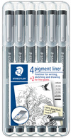 STAEDTLER Feutre à pigment, étui de 4+2 GRATUIT, noir