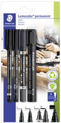 STAEDTLER Set de 4 marqueurs permanents Lumocolor, noir