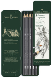 FABER-CASTELL Crayon GRAPHITE AQUARELLE, étui de 5