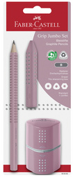 FABER-CASTELL Kit crayon de papier Jumbo GRIP, rose, blister