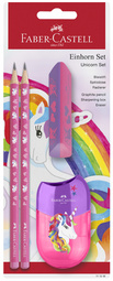 FABER-CASTELL Kit d'écriture Licorne, 4 pièces, rose
