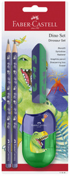 FABER-CASTELL Kit d'écriture Dino, 4 pièces, bleu