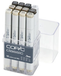 COPIC Marqueur classic, set de 12 gris "WG", tons de gris
