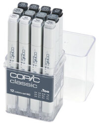 COPIC Marqueur classic, set de 12 "NG", tons de gris neutres