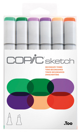 COPIC Marqueur sketch, kit de 6 "Secondary Tones