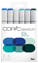 COPIC Marqueur sketch, kit de 6 "Sea & Sky