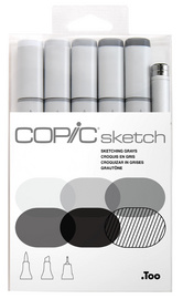 COPIC Marqueur sketch, kit de 6 "Sketching Grays