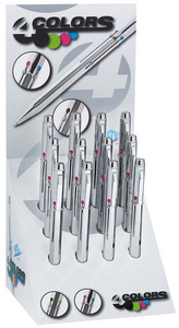 WEDO Stylo à bille 4 couleurs, rétractable, présentoir