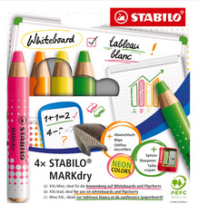 STABILO Crayon marqueur MARKdry FLUO, étui de 4