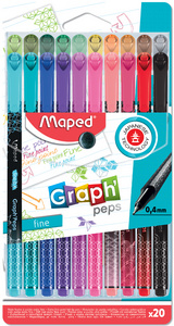 Maped Fineliner Graph'Peps Premium, étui de 20 en plastique