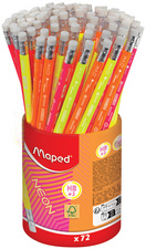 Maped Crayon à papier NEON, avec gomme, dureté: HB, pot 72
