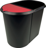 helit Corbeille à papier "the double", oval, PE, noir/rouge