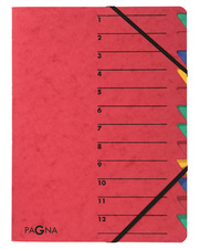 PAGNA trieur "EASY", A4, carton, 12 compartiments, rouge