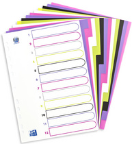 Oxford Intercalaires en plastique myColour, A4, 12 touches