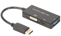 DIGITUS Convertisseur 3en1 DisplayPort 1.2, DP- HDMI+DVI+VGA