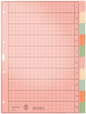 LEITZ Intercalaires en papier naturel, blanc, A4, 10 touches